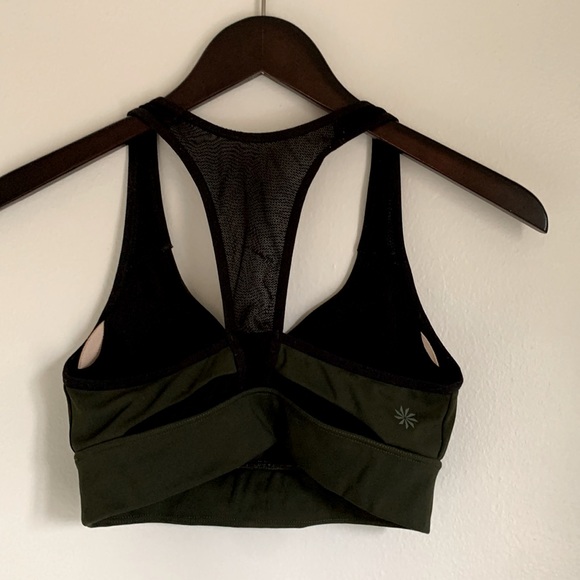 Athleta dark green sports bra with inserts, size small - Picture 3 of 6
